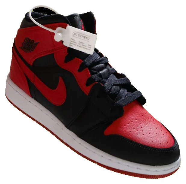 Jordan Air Jordan 1 Mid GS — שחור / אדום
